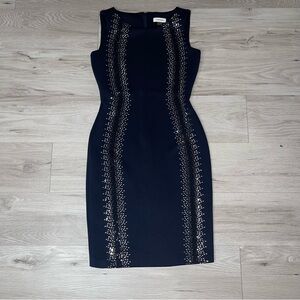 Calvin Klein Sheath Dress 4 Rhinestone Elegant Preppy Business Quiet Luxury
